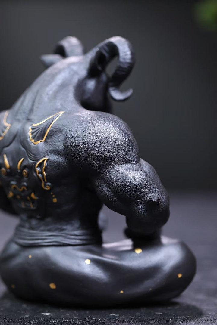"Demon Ram: Prajna White Stone" | Masterpiece Handcrafted Yixing Zisha Figurine