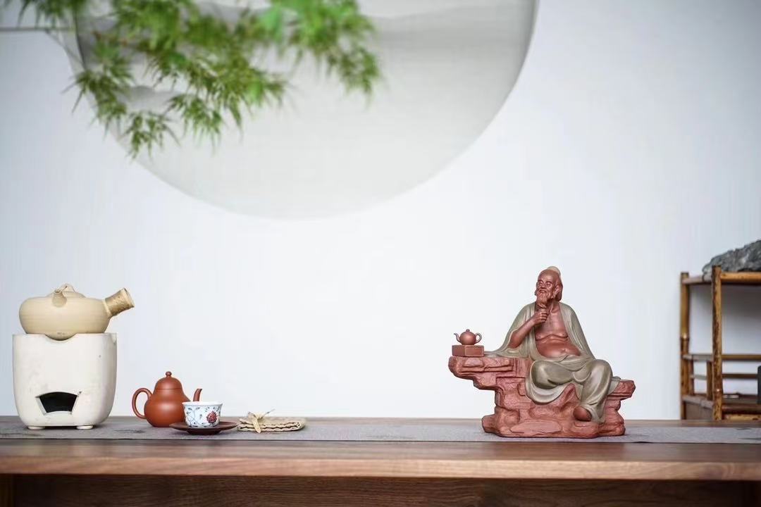 "Saint of Tea: Lu Yu" | Handcrafted Masterpiece Sculpture | Rare Mixed Zisha Clay by Xun Shaohua