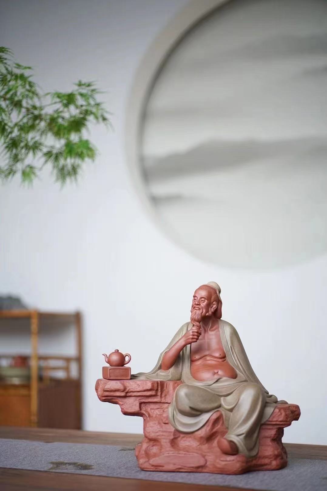 "Saint of Tea: Lu Yu" | Handcrafted Masterpiece Sculpture | Rare Mixed Zisha Clay by Xun Shaohua