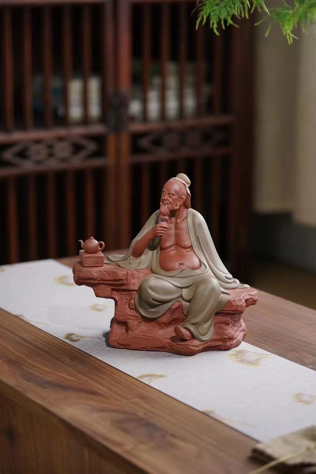 "Saint of Tea: Lu Yu" | Handcrafted Masterpiece Sculpture | Rare Mixed Zisha Clay by Xun Shaohua
