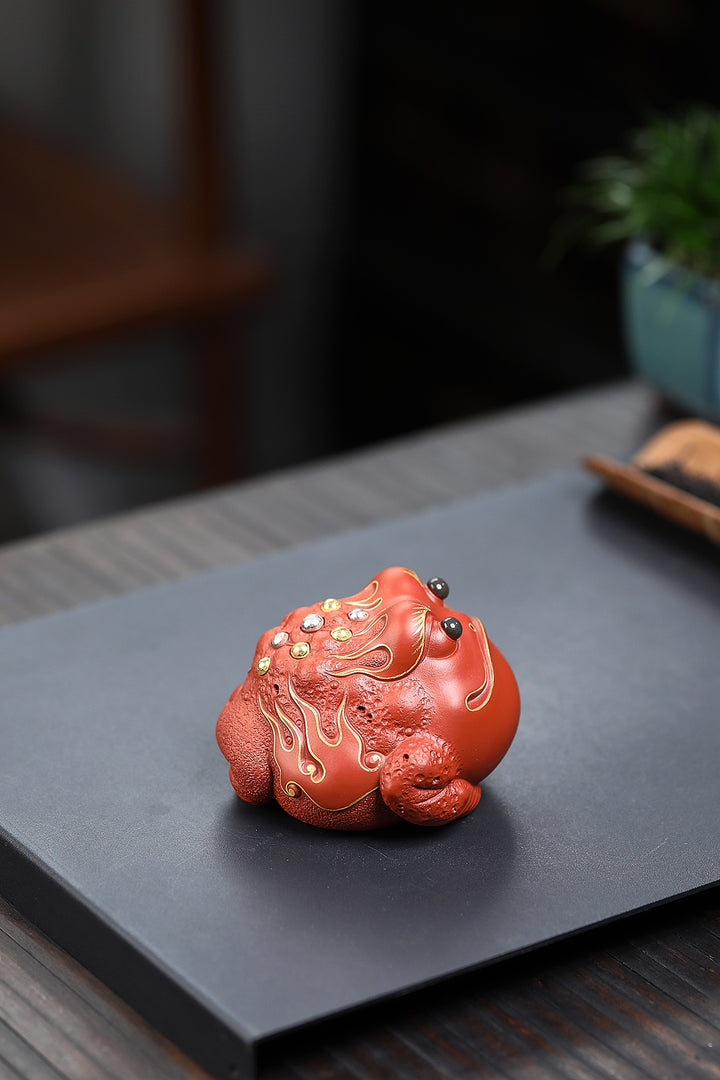 "Fortune Chan Chu" | Handcrafted Zhao Zhuang Cinnabar Clay Frog | Wealth-Attracting Zen Decor