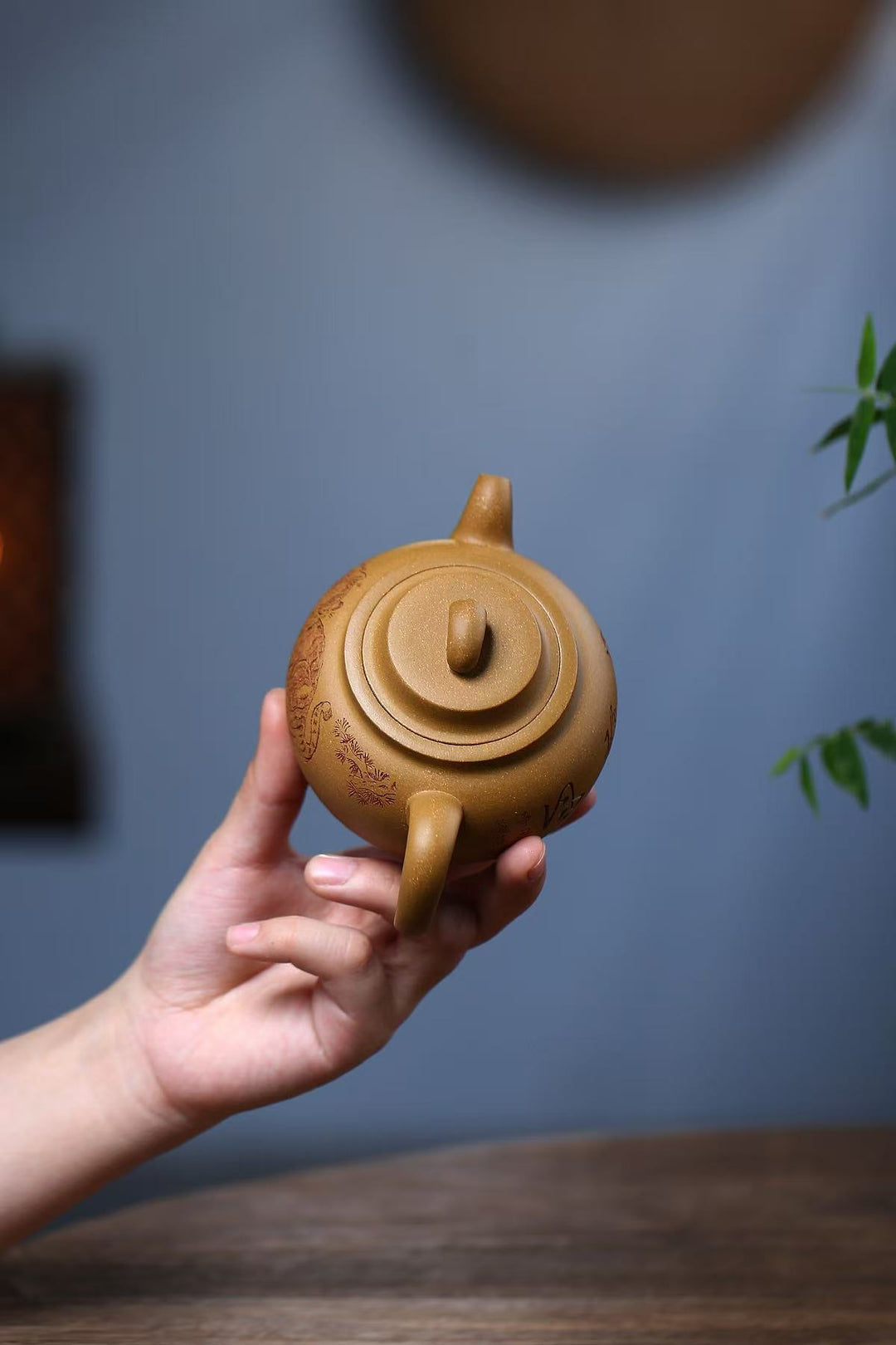 "Xingyue" Master Tea Set | Handcrafted Golden Duan Clay Teapot &amp; Tray | Signed by Master Zhou Lihua