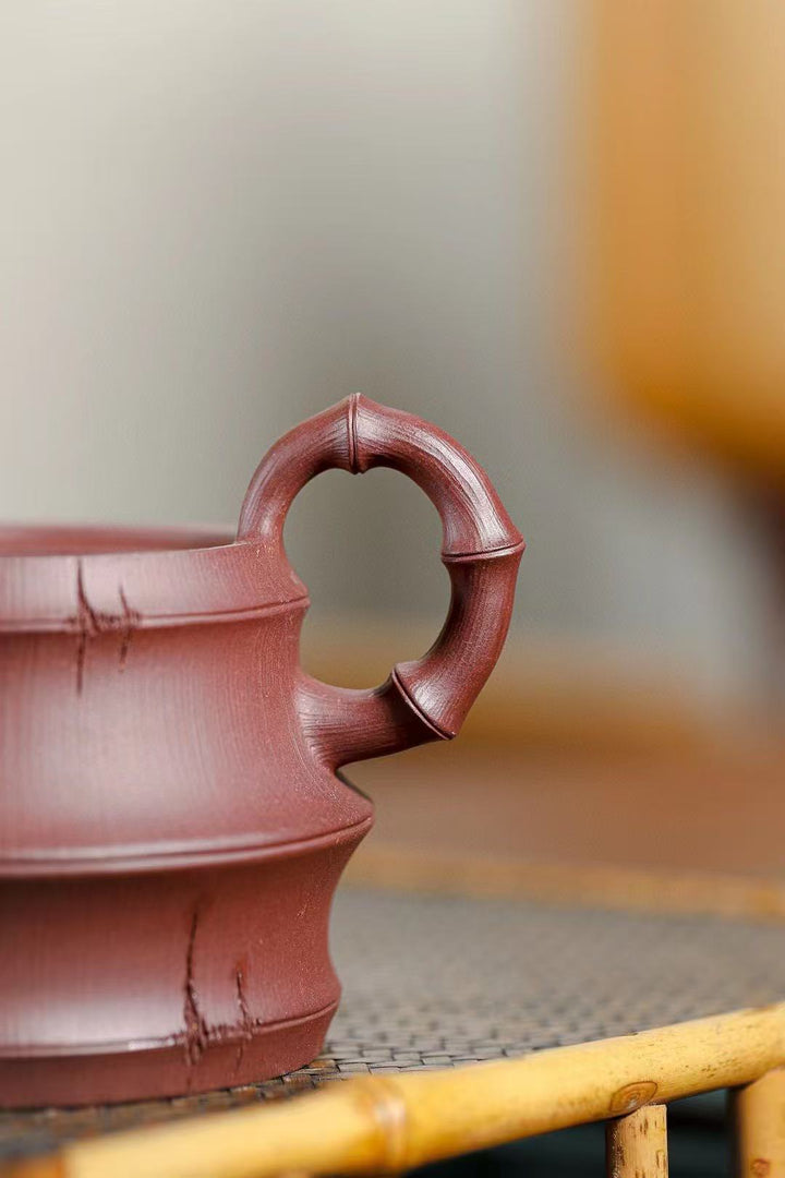 "Elegant Bamboo" | Handcrafted Yixing Zisha Gong Dao Cups (Pair of 2)