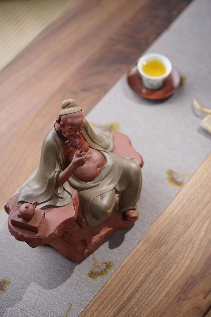 "Saint of Tea: Lu Yu" | Handcrafted Masterpiece Sculpture | Rare Mixed Zisha Clay by Xun Shaohua