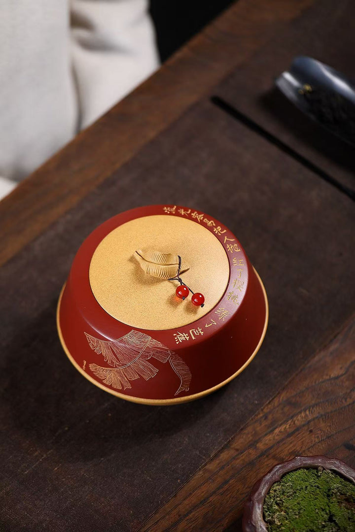 "Banana Leaf" | Handcrafted Duo-Tone Duan Ni Yixing Tea Jar | 500g Capacity