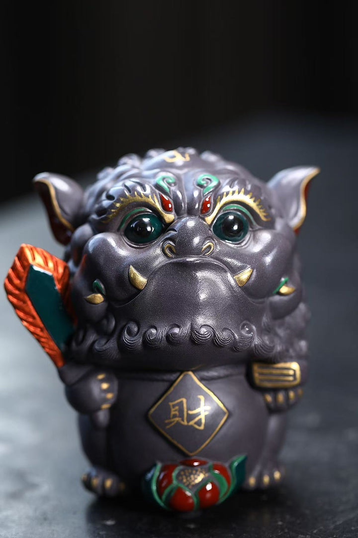 "Auspicious Trio" | Gray Zisha Mythical Beast Set (3 Pieces)