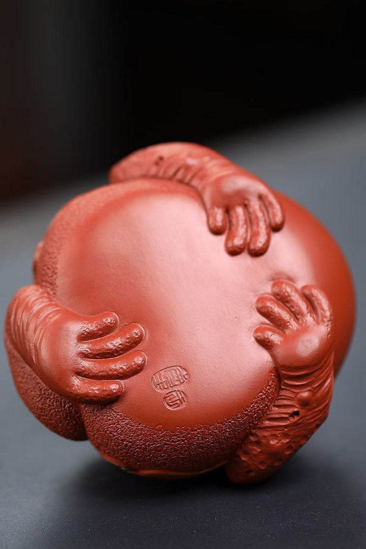 "Fortune Chan Chu" | Handcrafted Zhao Zhuang Cinnabar Clay Frog | Wealth-Attracting Zen Decor