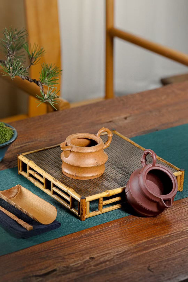 "Elegant Bamboo" | Handcrafted Yixing Zisha Gong Dao Cups (Pair of 2)