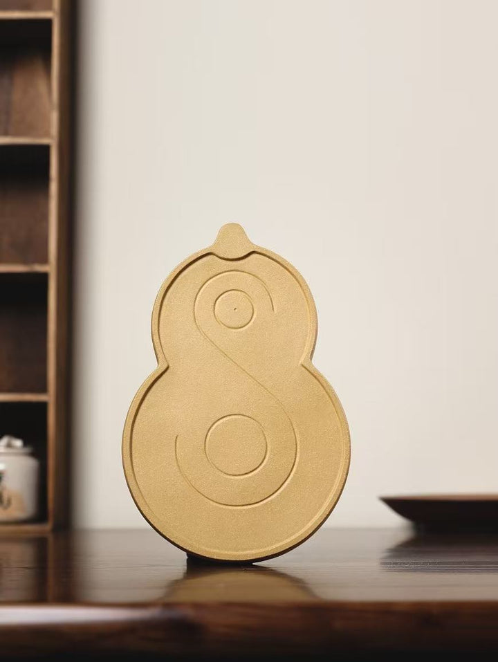 "Fuk Lu Gourd" | Handcrafted Yixing Zisha Draining Tea Tray | Zen Mountain Landscape Vessel Bearing