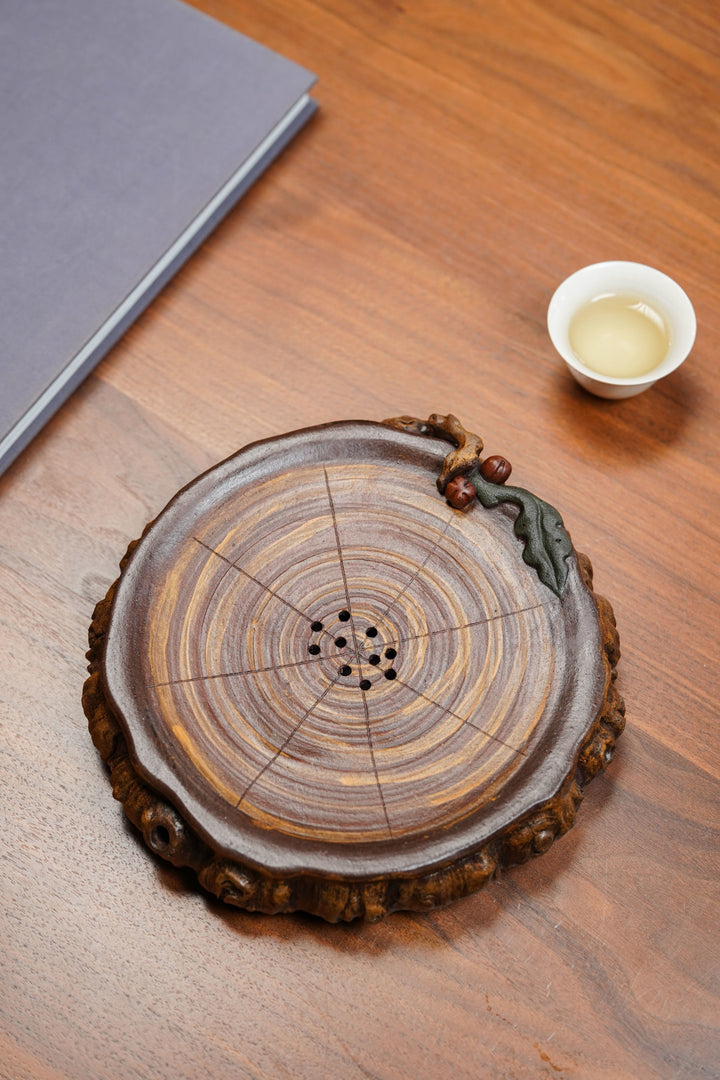 "Everything as Wished" | Handcrafted Yixing Zisha Draining Tray | Persimmon Zen Vessel Bearing
