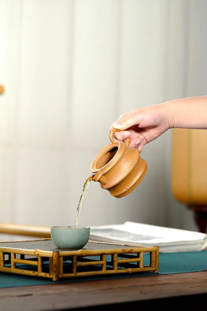 "Elegant Bamboo" | Handcrafted Yixing Zisha Gong Dao Cups (Pair of 2)