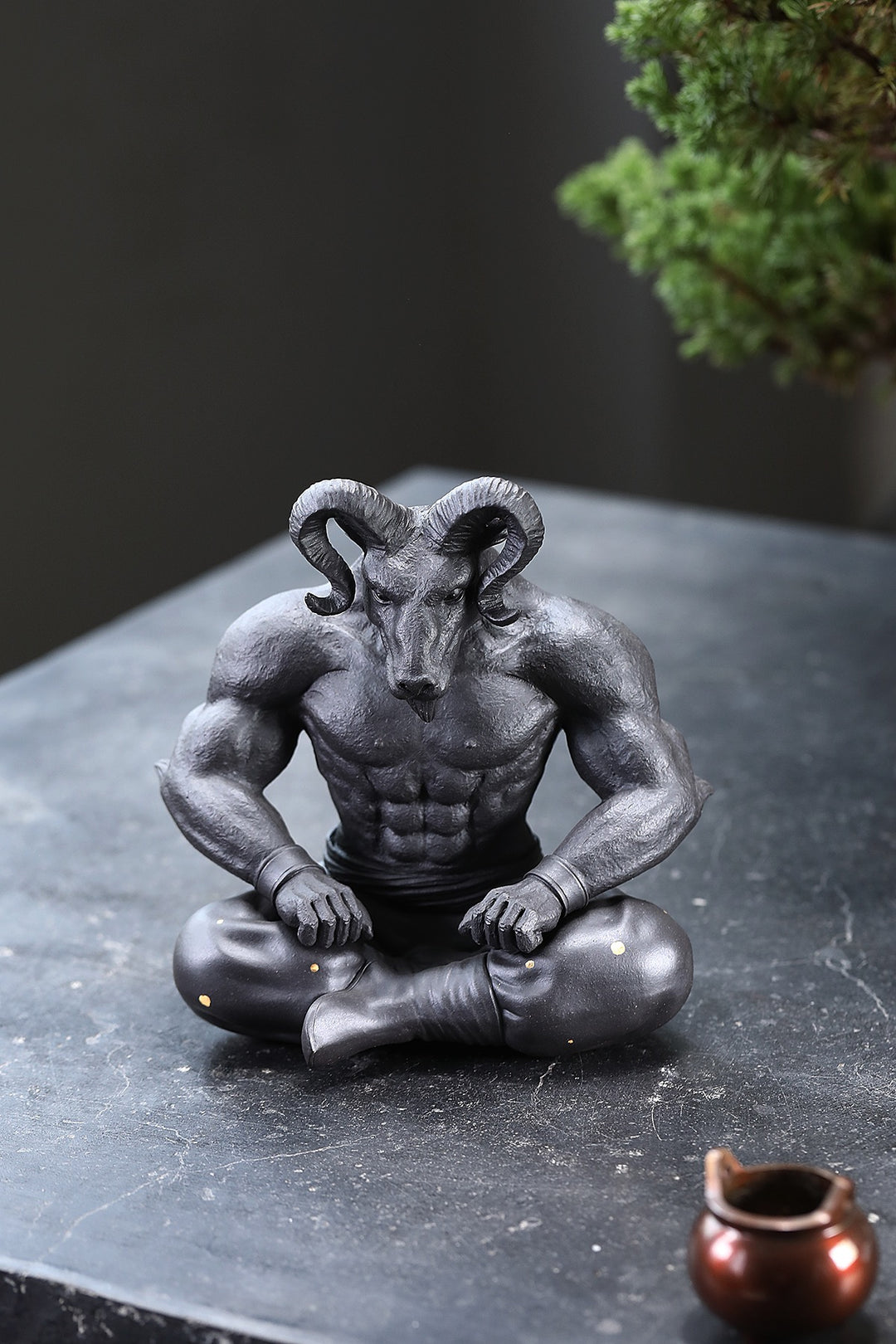 "Demon Ram: Prajna White Stone" | Masterpiece Handcrafted Yixing Zisha Figurine