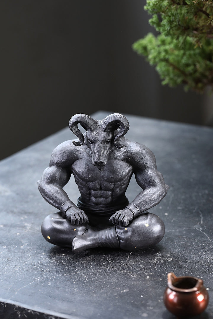 "Demon Ram: Prajna White Stone" | Masterpiece Handcrafted Yixing Zisha Figurine